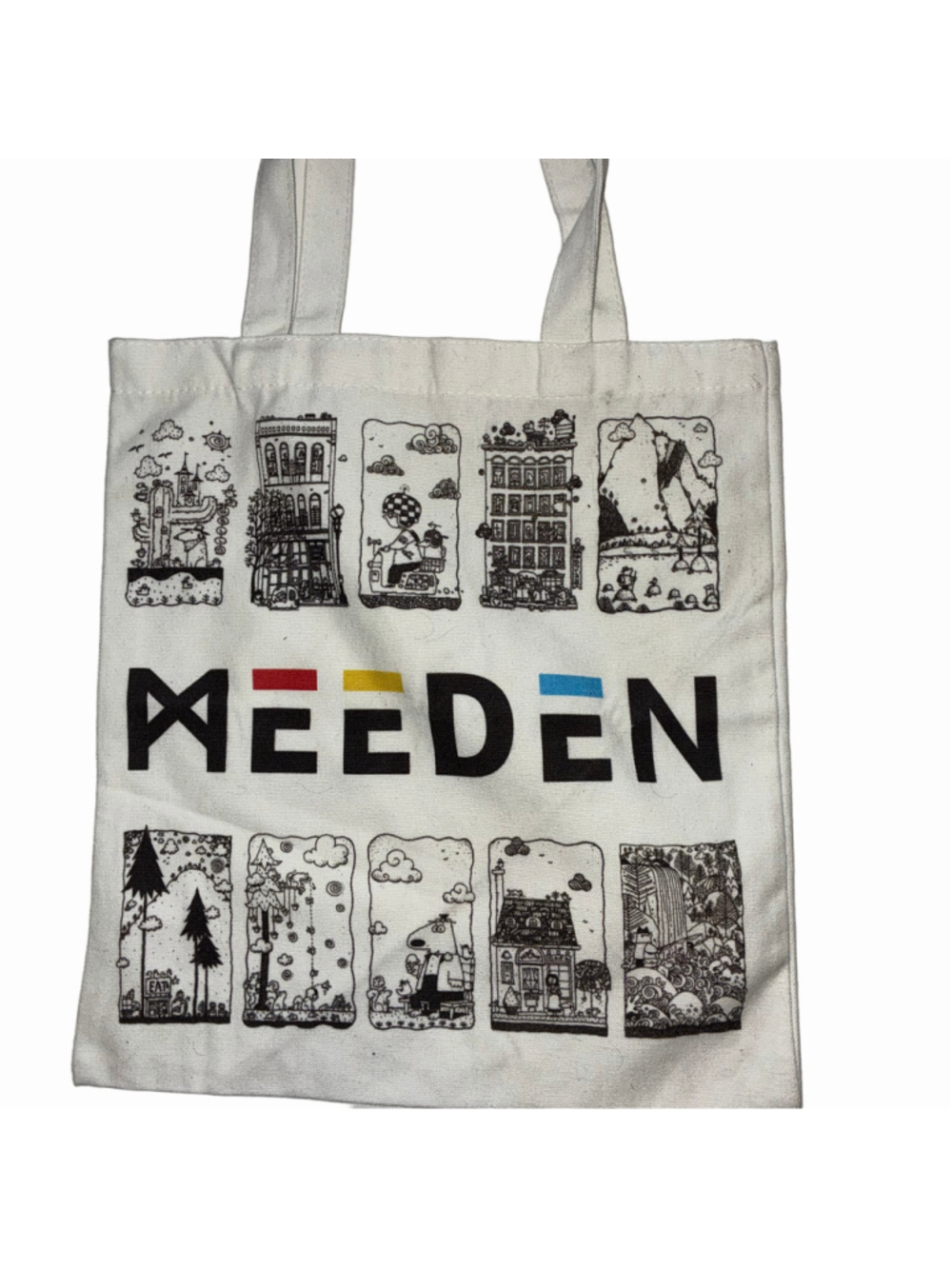 Women's Meeden Art Supplies Canvas Tote Bag White Black Graphic Print